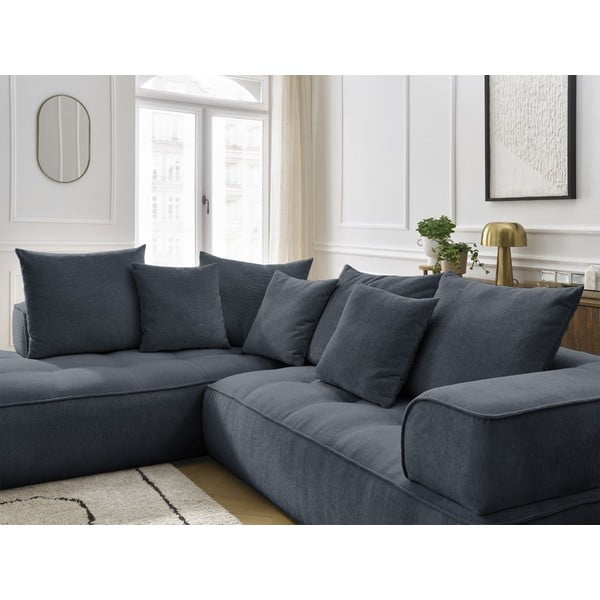 Divano angolare blu scuro (penisola a sinistra/a L) con rivestimento in ciniglia Whesley – Bobochic Paris-image-4