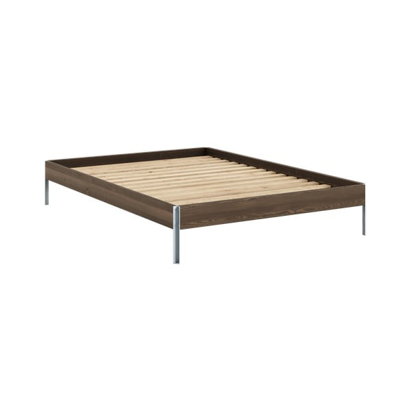 Letto matrimoniale marrone in pino massiccio con rete inclusa 140x200 cm Core – Karup Design