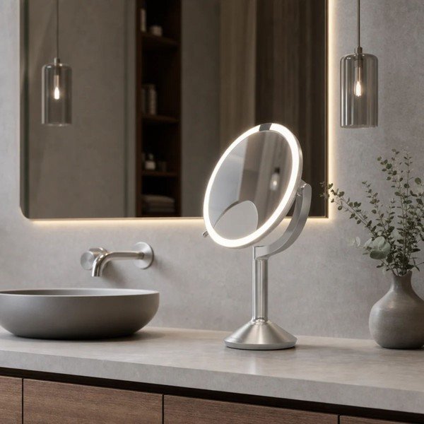 Specchio per make-up con illuminazione/con ingrandimento (con ingrandimento 5x/con ingrandimento 10x) ø 20 cm Trio – simplehuman-image-3