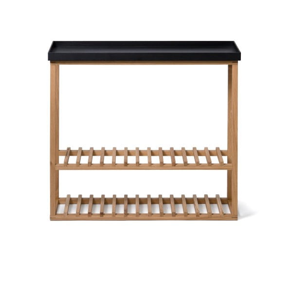 Scarpiera/tavolino con piano in quercia nera Conservazione Hello - Wireworks-image-2