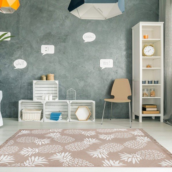 Tappeto bifacciale beige e bianco Pineapple, 120 x 180 cm - Cihan Bilisim Tekstil-image-1