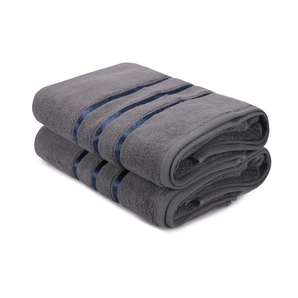 Set di 2 asciugamani da bagno in cotone grigio, 70 x 140 cm Dolce - Foutastic-image-3