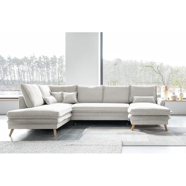 Divano letto angolare beige (angolo sinistro/"U") Charming Charlie - Miuform-image-1