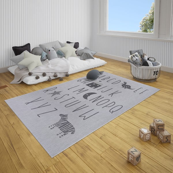 Tappeto grigio per bambini Letters, 80 x 150 cm - Ragami-image-3
