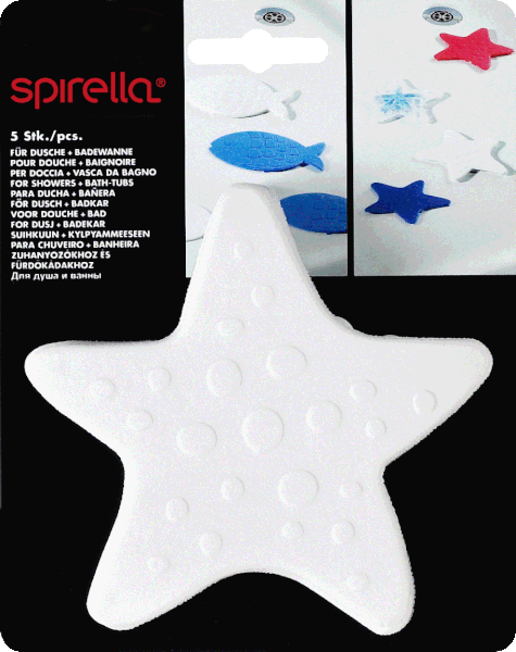 Set di tappetini antiscivolo per bambini 5 pz per la vasca 13x13 cm Asterie – Spirella-image-1