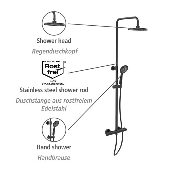 Set doccia nero in acciaio inox 120 cm Young - Wenko-image-1