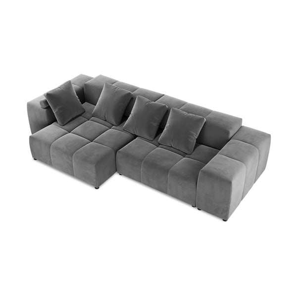 Divano angolare in velluto grigio (variabile) Rome Velvet - Cosmopolitan Design-image-3