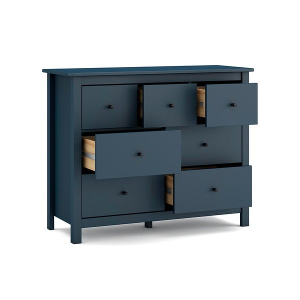 Cassettiera bassa blu scuro in legno di pino 110x80 cm Misti - Marckeric-image-3