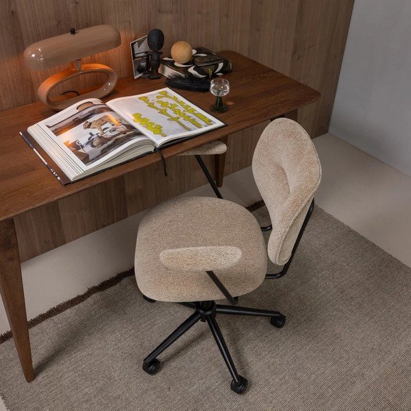 Sedia da ufficio beige imbottito Brint – WOOOD-image-2