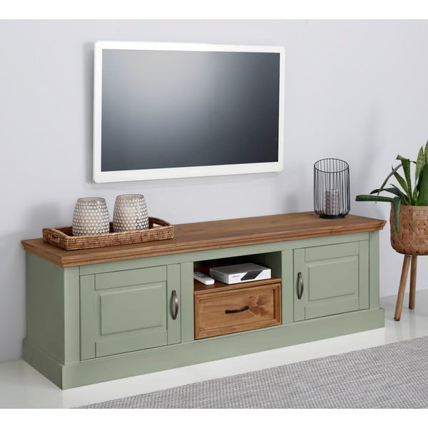 Mobile TV verde chiaro in legno di pino 160x50 cm Selma - Støraa-image-1