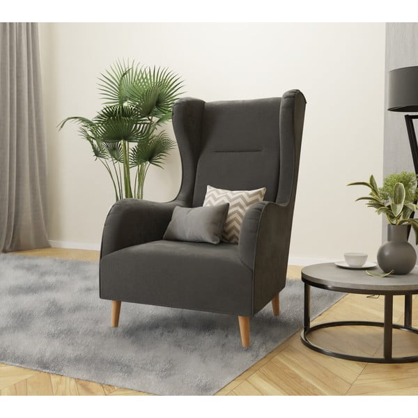 Poltrona in velluto grigio scuro Carole - Ropez-image-3