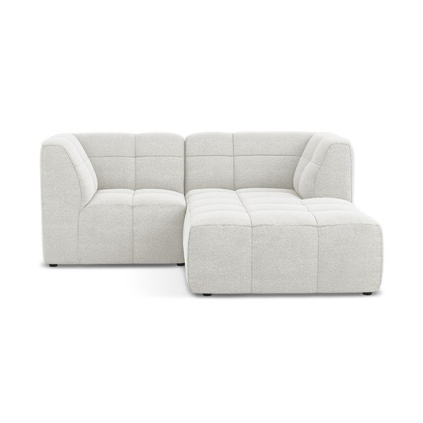 Divano angolare bianco (con penisola a destra/con chaise lounge) con rivestimento in bouclé Aloha – Makamii