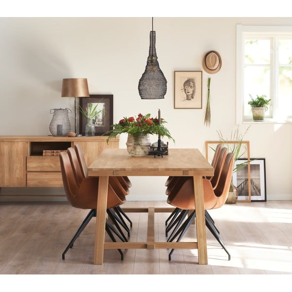 Tavolo da pranzo in legno di quercia effetto lucido 220 x 95 cm Brooklyn - Rowico-image-3