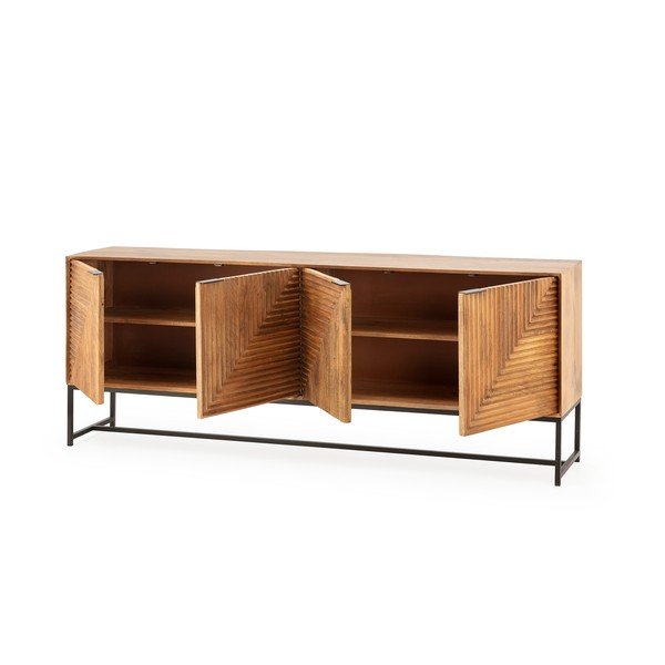 Credenza di colore naturale in mango massiccio 210x80x40 cm Nereida – MOME-image-4