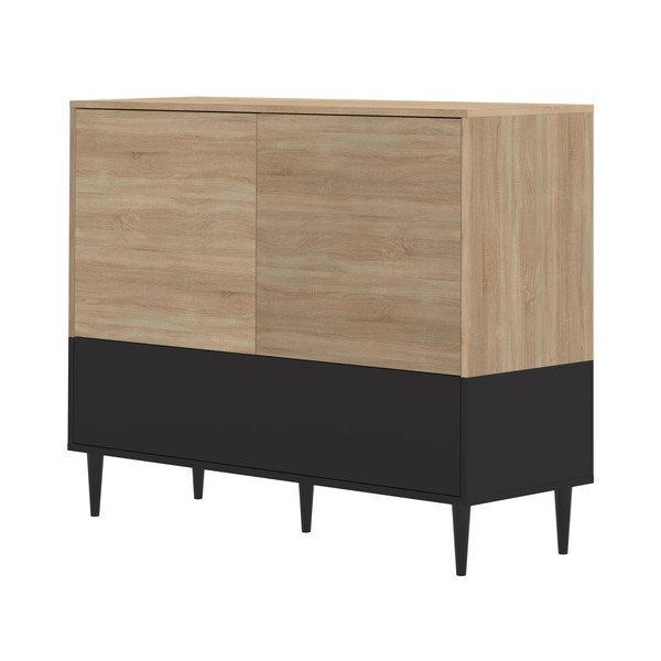 Cassettiera inferiore nera in legno di quercia Horizon - TemaHome