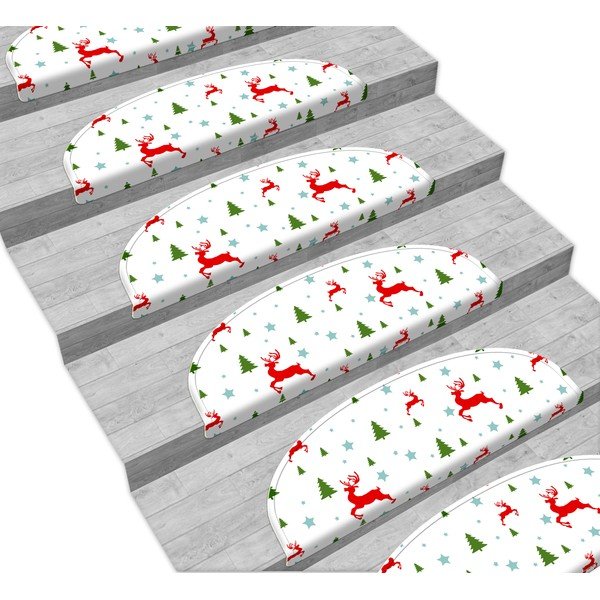 Gradini rossi/bianchi in set da 16 65x20 cm Christmas Deer and Tree - Vitaus-image-1