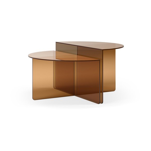 Set di tavolini da salotto rotondi marroni in vetro 2 pz ø 80 cm Velta – MOME