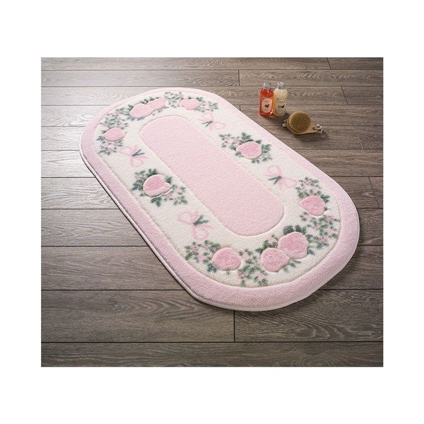Růžovobílá koupelnová předložka Confetti Bathmats Rose, 57 x 100 cm