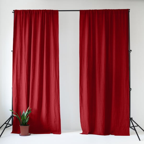 Tenda rossa in lino 140x330 cm Lava Falls – Linen Tales