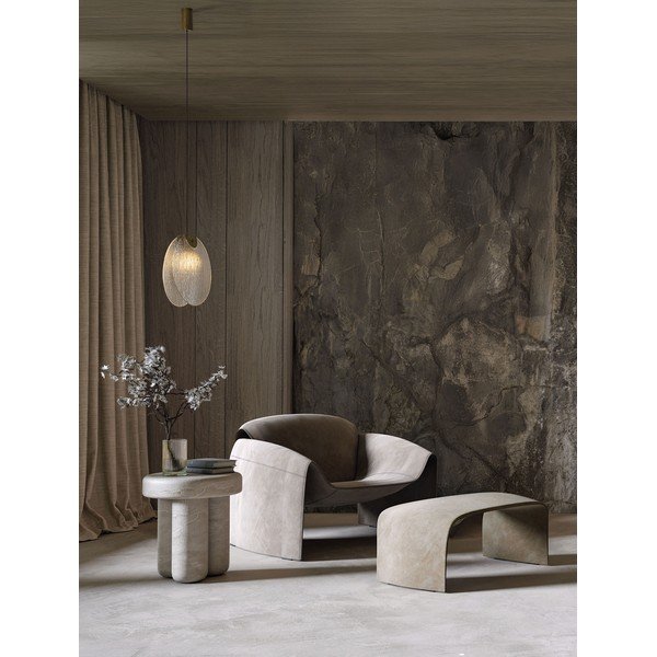 Lampadario LED color ottone in acciaio con paralume in vetro Shelina – Nova Luce-image-1