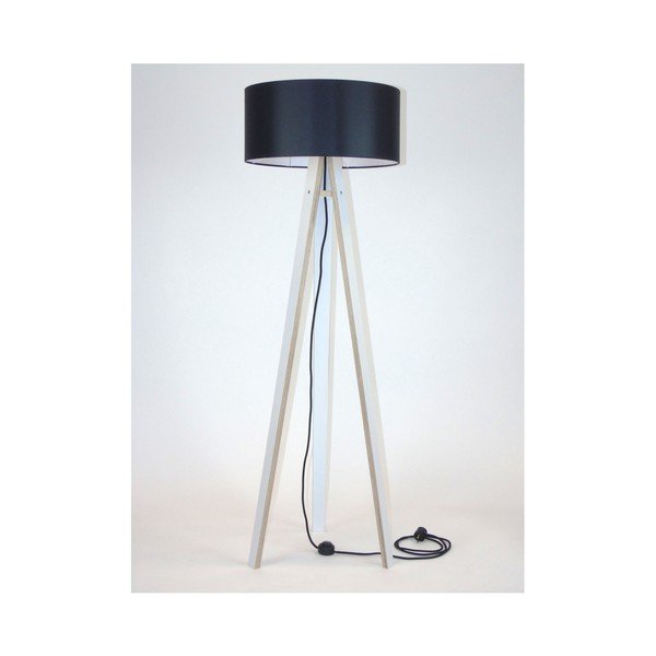 Lampada da terra bianca con paralume nero e cavo nero Wanda - Ragaba
