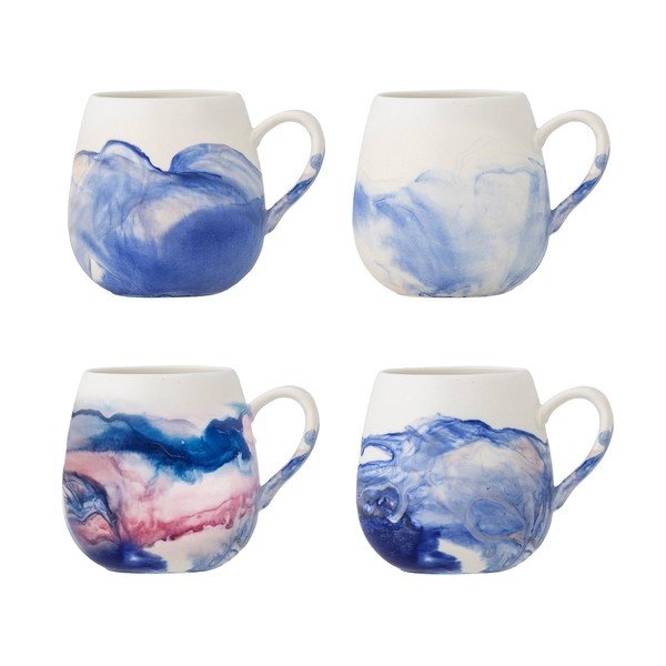 Tazzine in set bianche e blu in gres 4 pz 250 ml Lyre – Bloomingville
