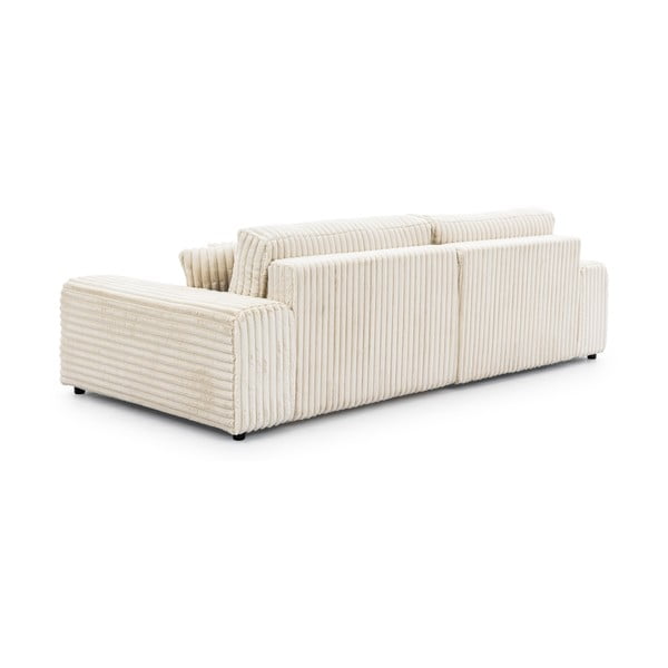 Divano angolare con penisola a sinistra color crema e rivestimento in velluto a coste allungabile e con contenitore Sarina – Ropez-image-3