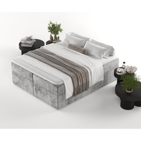 Letto boxspring grigio con contenitore 180x200 cm Yoko - Maison de Rêve-image-3