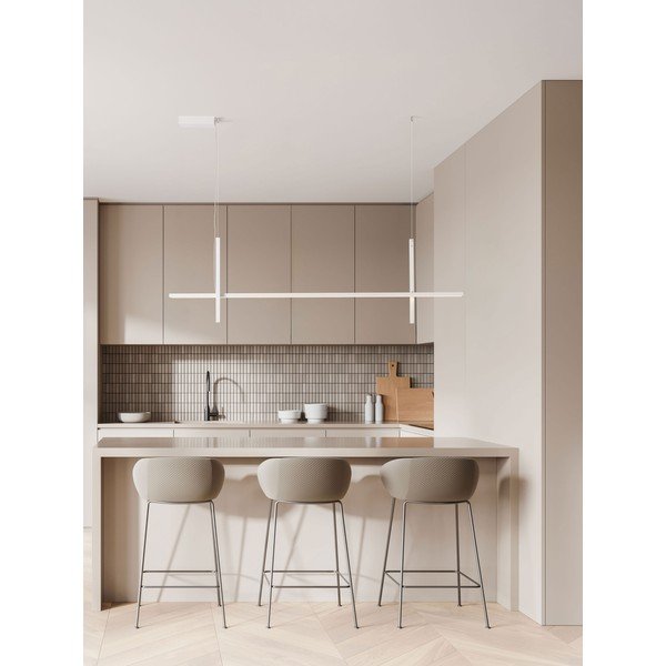 Lampadario LED bianco opaco in alluminio con paralume in vetro acrilico Looma – Nova Luce-image-1