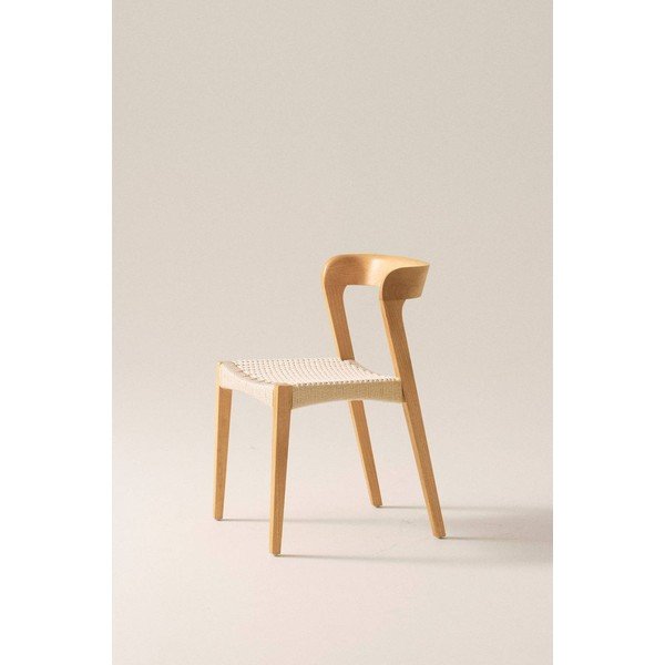 Sedia da pranzo di colore naturale in olmo massiccio Vikdalen – Jotex-image-1