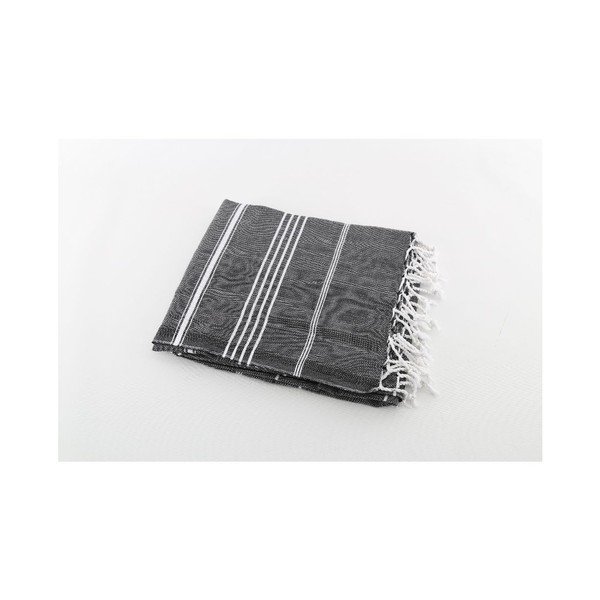 Telo da bagno in cotone nero Hammam Sultan, 100 x 180 cm - Mijolnir-image-1