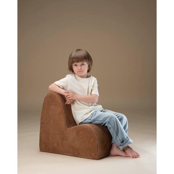 Poltrona per bambini marrone con rivestimento in velluto a coste Cloud – Wigiwama-image-2