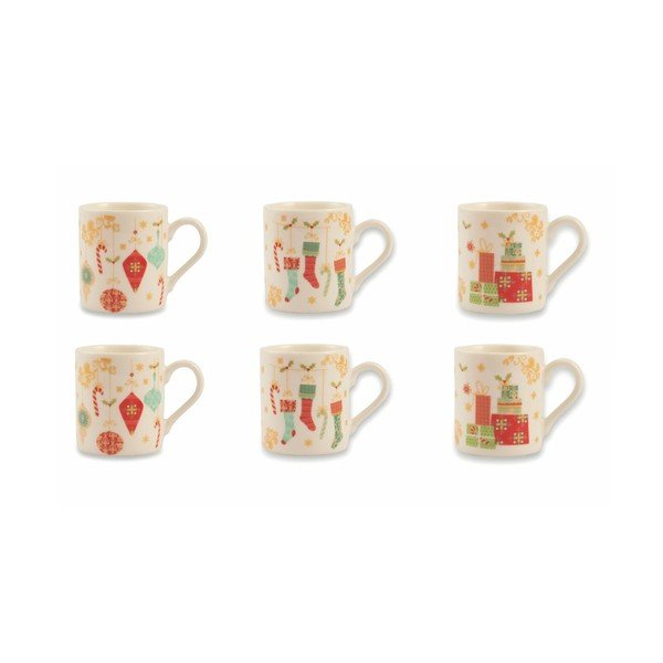 Sada 6 hrnků z kostního porcelánu Villa d'Este Sweetxmas Tazzine Caffe Albero