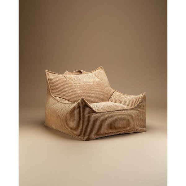 Pouf a sacco per bambini marrone cognac con rivestimento in velluto a coste Club – Wigiwama-image-1