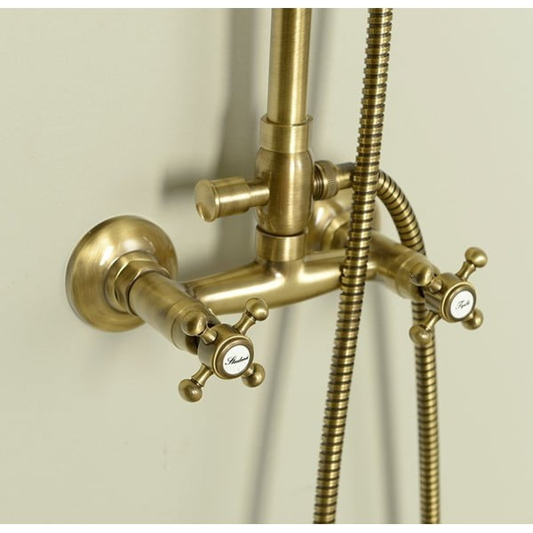 Set per doccia in ottone color bronzo con soffione doccia e doccetta 142 cm Antea – Sapho-image-1