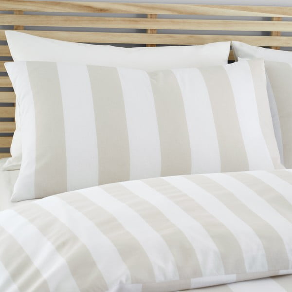 Biancheria da letto singola beige e bianca 135x200 cm Cove Stripe - Catherine Lansfield-image-3