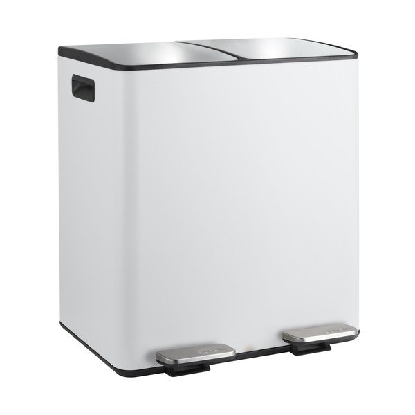 Cestino per la spazzatura bianco opaco in acciaio per raccolta differenziata/con pedale 2x20 l   Aliya – Spirella