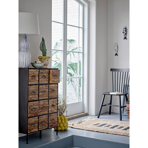 Sedia da pranzo nera in legno di cauciù massiccio Mill – Bloomingville-image-1