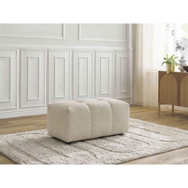 Poggiapiedi beige con rivestimento in bouclé Roxelane – Bobochic Paris-image-1