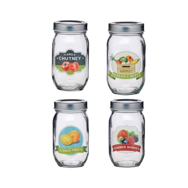 Sada 4 sklenic s potiskem Kitchen Craft Home Made, 500 ml