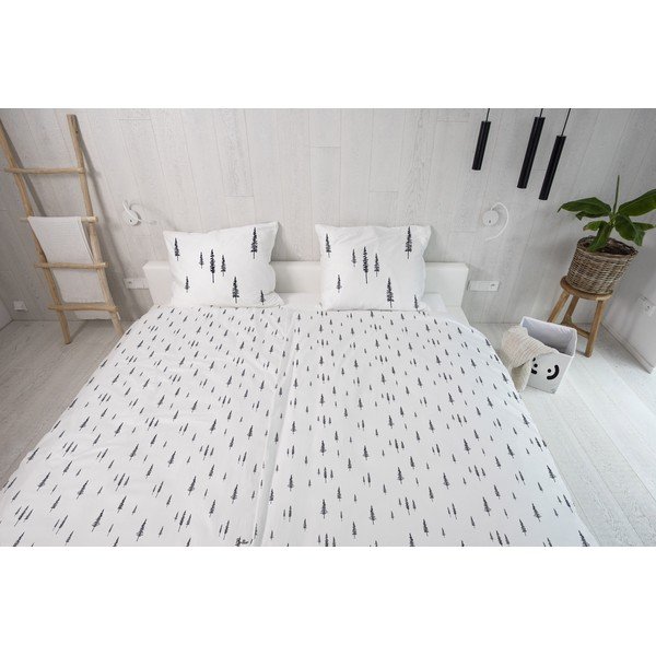 Biancheria da letto singola in cotone sateen bianco 140x200 cm Forest - Butter Kings-image-1