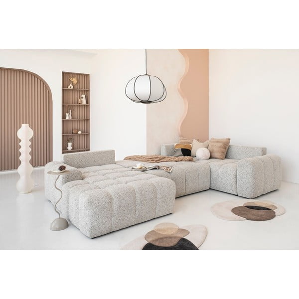 Divano angolare componibile beige allungabile/con contenitore (con penisola a destra) Lulu – Miuform-image-1