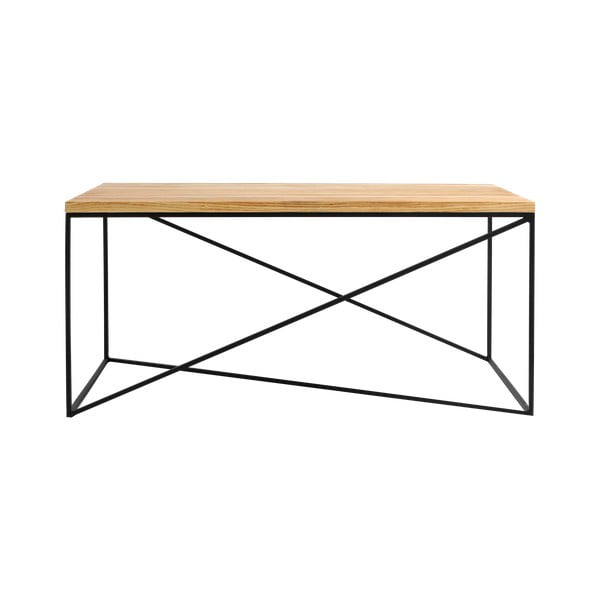 Tavolino con struttura nera e piano in legno di rovere Custom Form Memo, 100 x 60 cm - CustomForm