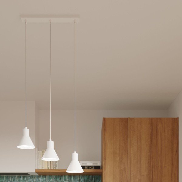 Lampada a sospensione bianca con paralume in metallo 45x14 cm Martina - Sollux-image-3