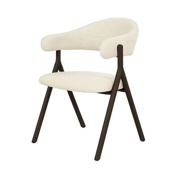 Sedia da pranzo nera/color crema imbottito con braccioli Frances – Unique Furniture