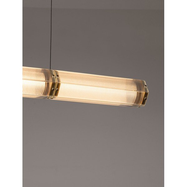 Lampadario LED color ottone in acciaio con paralume in vetro con intensità regolabile Essenzo – Nova Luce-image-4
