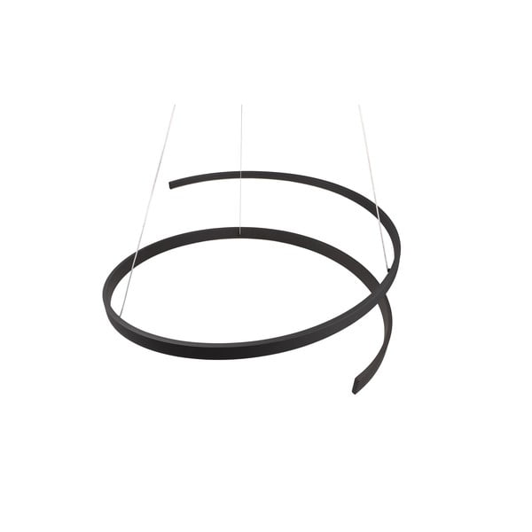 Apparecchio a sospensione LED nero con comando vocale/app mobile con paralume in metallo ø 75 cm Cinardi - CINQUE-image-1