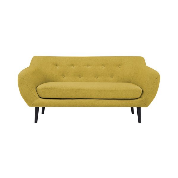 Divano a due posti giallo con gambe marroni Piemonte - Mazzini Sofas