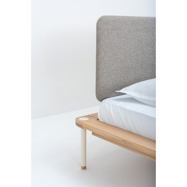 Letto matrimoniale in rovere grigio/naturale con griglia 140x200 cm Fina - Gazzda-image-3