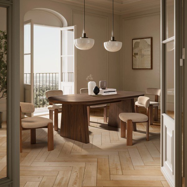 Sedie da pranzo in set color crema in imbottito 2 pz Nadia – MOME-image-1